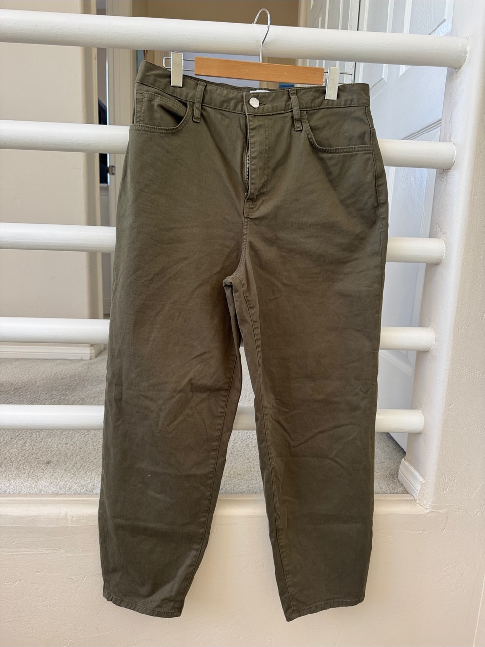 Frame Denim Olive Green Straight-Leg Pants